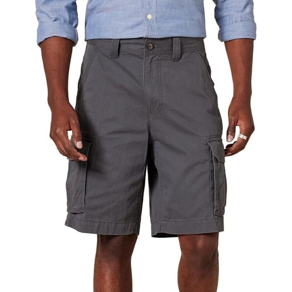 Amazon Essentials Men's Classic-Fit Cargo Short 100% Cotton 10" Inseam Gray 34W